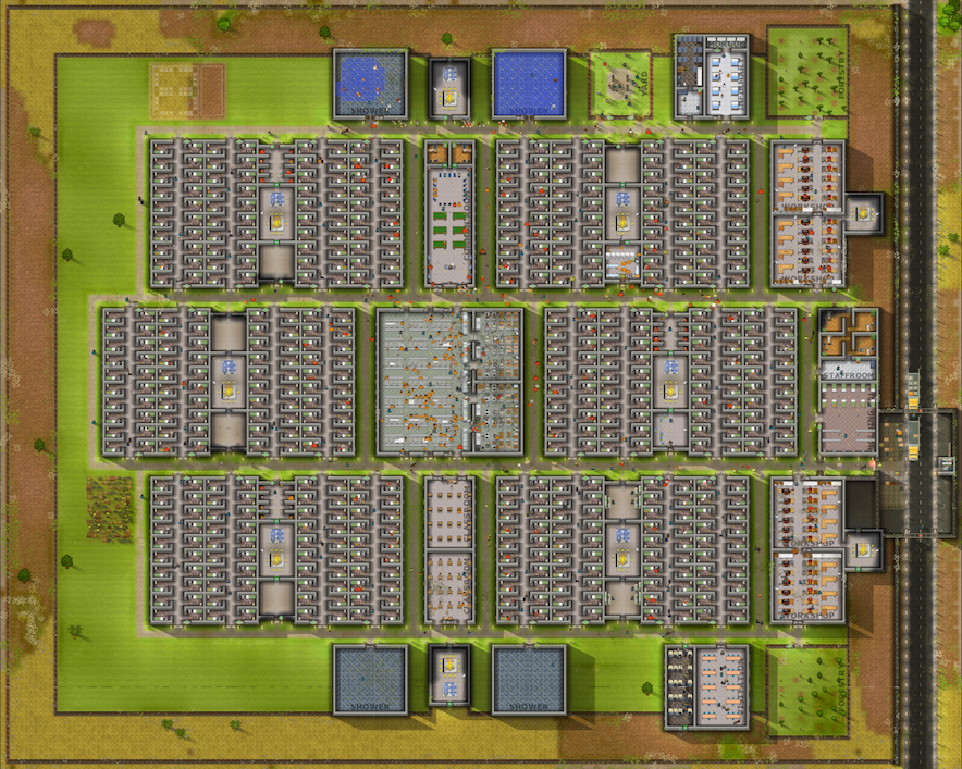 most efficient table tv layout prison architect